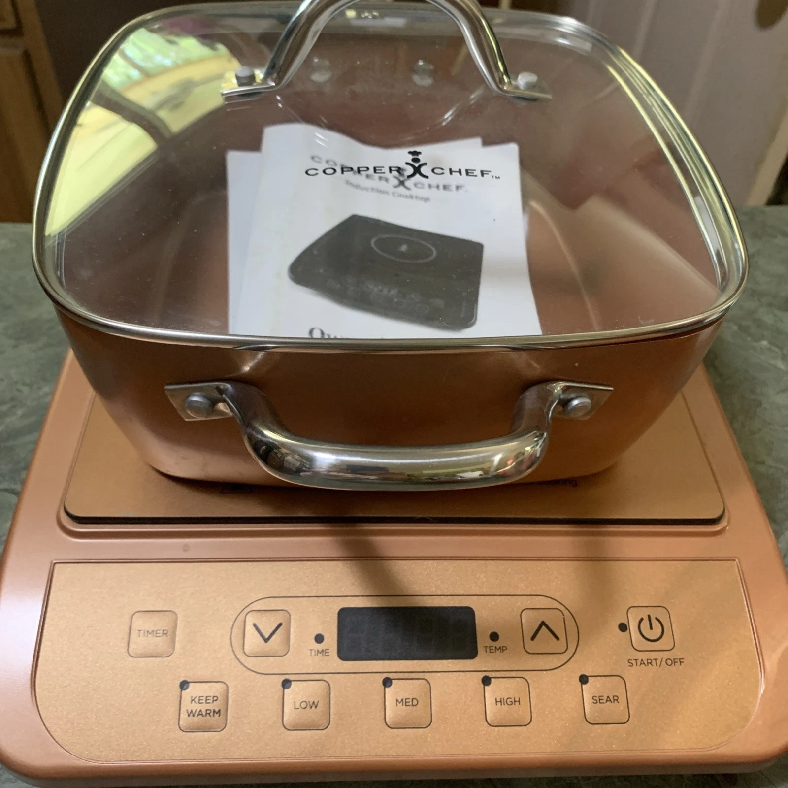 Copper Chef Induction Cooktop 1300W 120V 1 Burner Touch Timer w/ Pan Lid