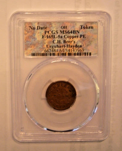 CH Beer's, Saloon, 55 Broadway, Cincinnati, OH., PCGS F-165L-5a Copper PE