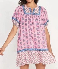 Old Navy Puff Sleeve Mini Floral Dress Floral SZ Small Cottagecore Babydoll Boho