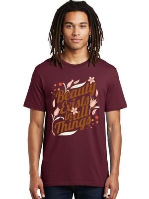 Beauty-Exists-In-All-Things Mens Graphic Tee,100% Cotton,Casual Summer Wear