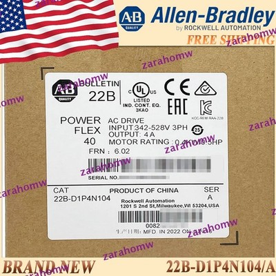 New Sealed AB 22B-D1P4N104/A PowerFlex 22B-D1P4N104 serA AC Drive Free Ship US