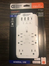 6-Outlet Smart Surge Protector with 4-USB Ports, White, Powered by Hubspace