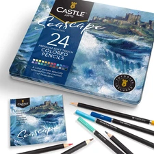 24 Seascape Coloured Pencils Set for Adults Artists | Ideal Sketching Colouring 