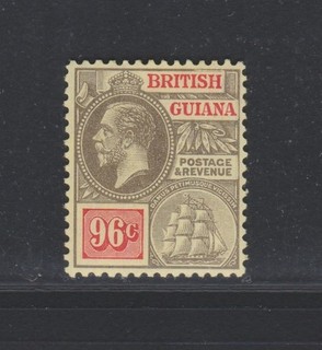 British Guiana 1921 KGV Definitives 96c SG#269c on Pale Yellow MLH aXF A2695