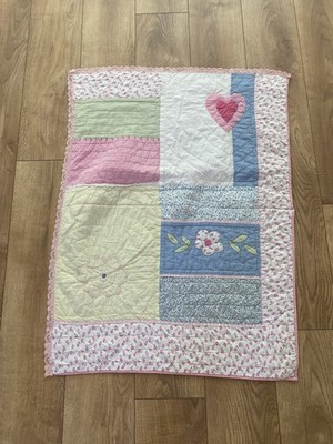Vintage Laura Ashley Kinderbett Steppdecke Patchwork Babydecke Floral 90er Kinderwagengröße