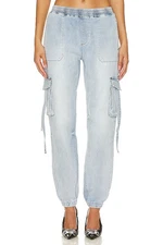 SER.O.YA Amber Cargo Jogger Jeans Coastline Terry Blue L NWT $348