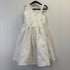 Princess One Shoulder 3D Floral Brocade Tulle Flower Girl Dress Girls Size 5/6
