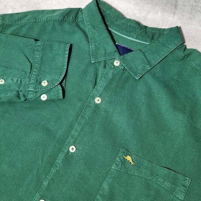 men's TOMMY BAHAMA long sleeve button up Cotton/Silk Blend Green shirt Size 2XT