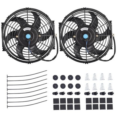 10'' Inch Universal Radiator Slim Push Pull Fan Electric Cooling 12V Mounting Kit
