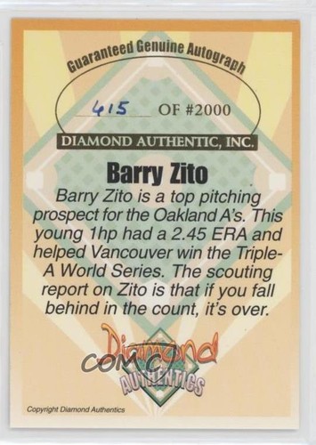 2000 Signature Series Magnificent Seven /2000 Barry Zito #MS#5 Rookie Auto RC - Picture 2 of 4