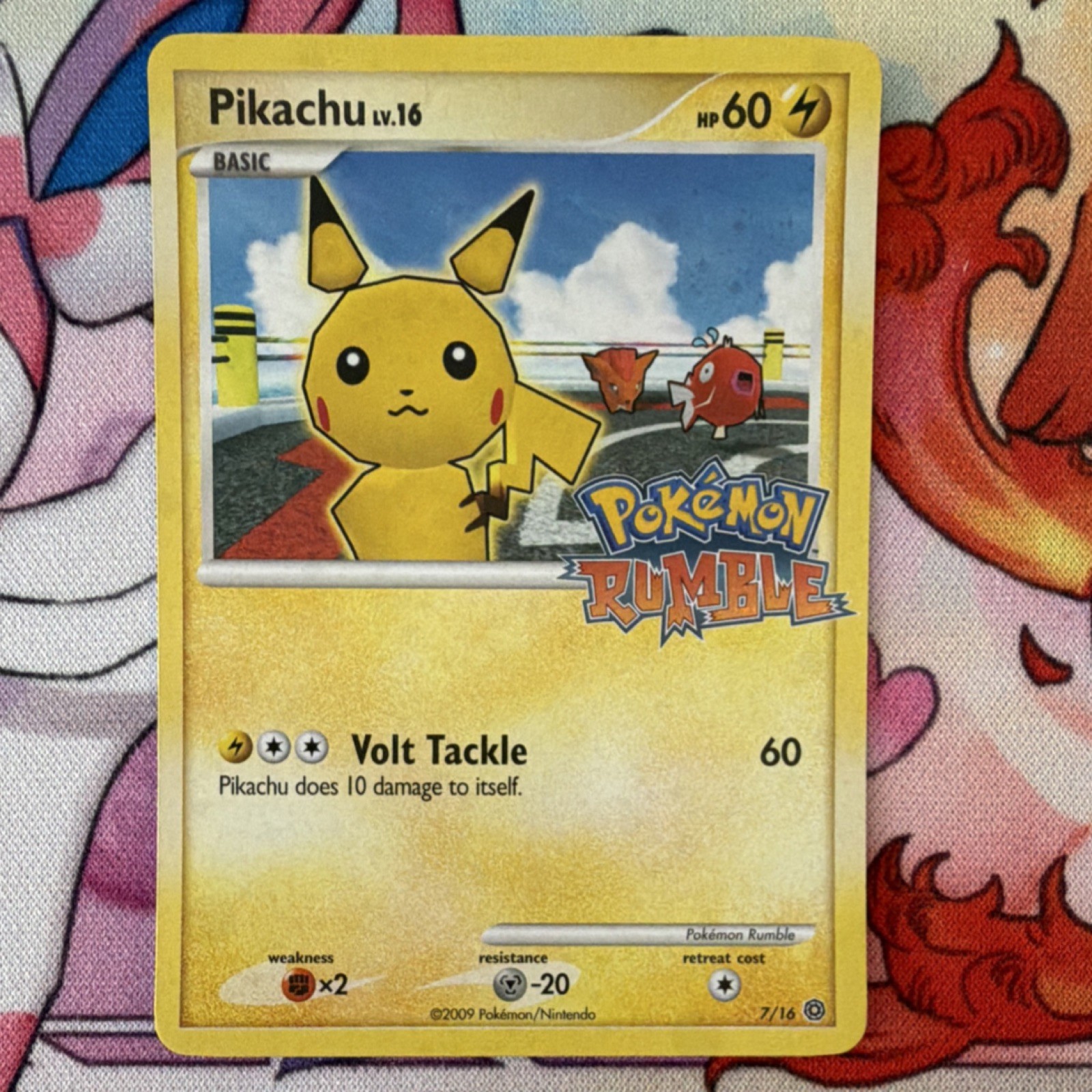 Pikachu Pokémon Rumble Promo Holo Basic Card 7 2009 TCG Near Mint with Swirl