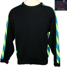 1980s Vintage Demetre Latitude Wool Sweater Black Neon Green Apr s-ski Winter