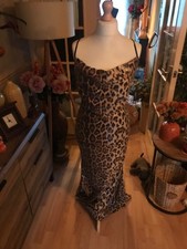cowl neck leopard sequin maxi evening dress