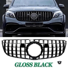 Front Grille Mesh Grill W/Camera Hole Fit GLS-Class X166 GLS450 GT 2016-2019
