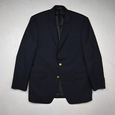 Chaps Ralph Lauren 40R Navy Blue Wool Gold Button Mens Blazer Jacket Sport Coat