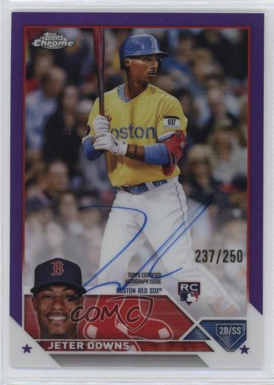 2023 Topps Chrome Rookie Purple Refractor /250 Jeter Downs #RA-JDO Auto RC vv7