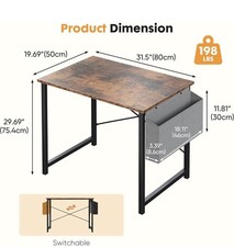 Small Computer Desk For Bedroom 32 Inch Home Office Desk With Storage Bag Brown