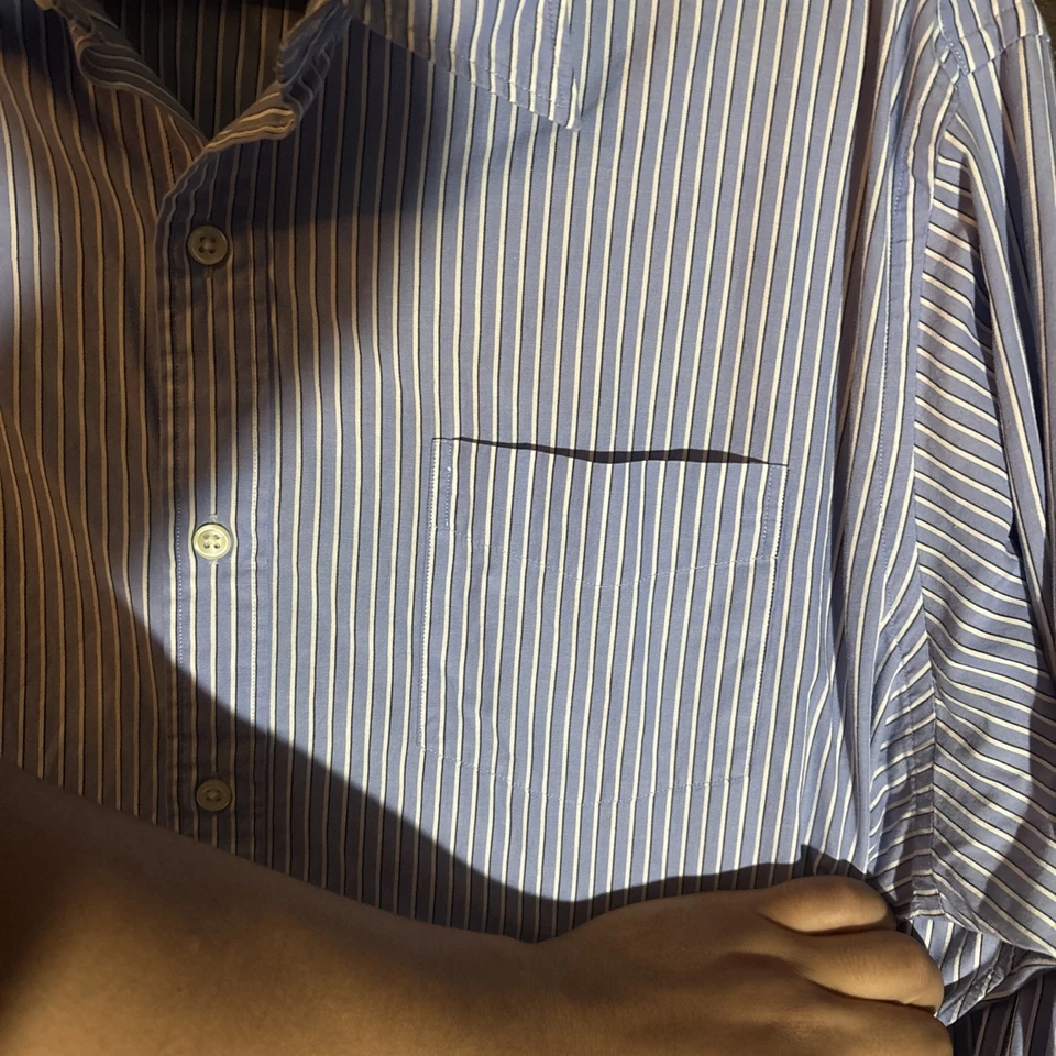 Camisa de vestir Ralph Lauren Rugby 2004 vintage etiqueta azul rayas verdes para hombre XL Y2K Foto 3 de 4