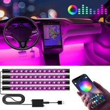 LED Car Interior Lights APP Control USB Color Changing Truck Decor Gift