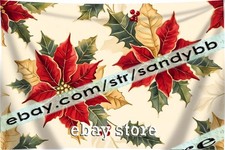 Plaid Poinsettia Bouquet Tapestry Cozy Holiday Wall Hanging 59X82 in