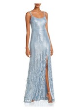 AQUA FORMAL Womens Light Blue Spaghetti Strap Formal Sheath Dress 2