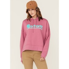 Carhartt Tencel Fiber Series Graphic Hoodie Womens Small Loose Fit Woodrose Pink