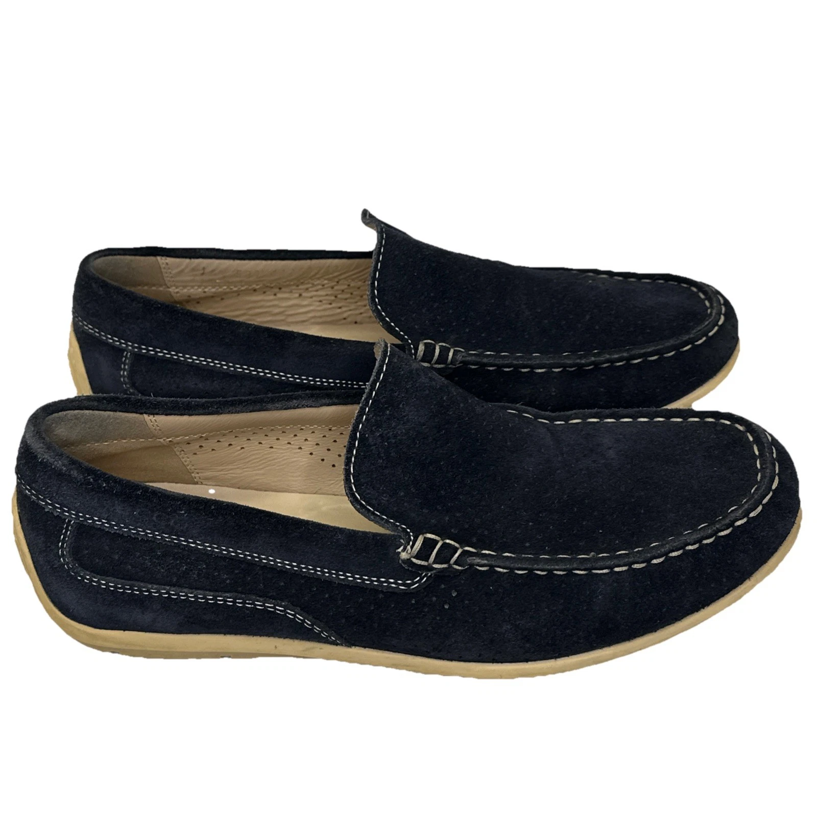 Scarpe mocassini slip on Ecco Driving Moc uomo EU 41 US 8 blu navy scamosciate traforate