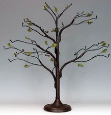 NEW 18.5 inch high Brown Twig Ornament Tree with Green Glass Leaves 45-0690