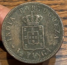 Foreign Coin Portuguese India Carlos I 1/2 Tangas Copper Coin 1903 1 piece