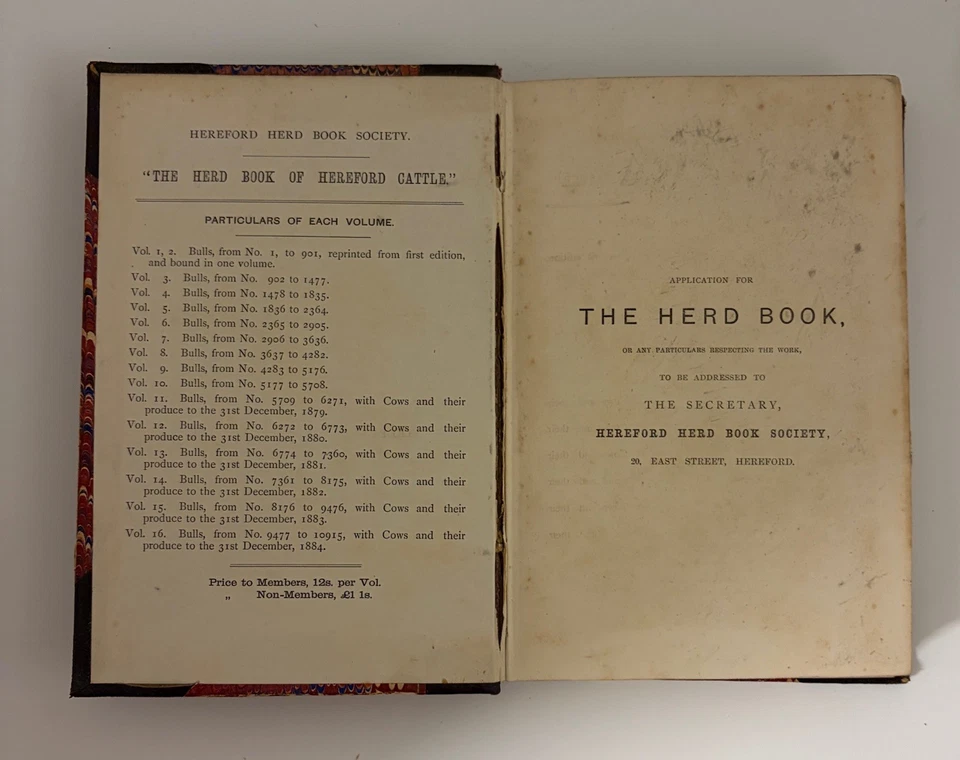 Herd Book of Hereford Cattle Bulls 9477 to 10915 Volume 16 Part 1 1885 - Image 4 of 4