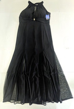 NIGHT WAY Black Mesh Halter Sleeveless Evening Gown Dress 14W NWT