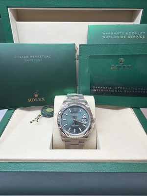 2026 Rolex Datejust 41 mm 126334 Mint Green Oyster Unworn Complete Set