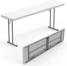 6 FT Narrow Folding Table for Buffet, Seminar, Party, Training, Home Work, White