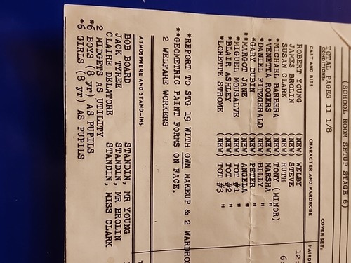 1969 1st FILMING DAY MARCUS WELBY CALL SHEET ROBERT YOUNG /B. BOARD STAND-IN WOW - Bild 10 von 11