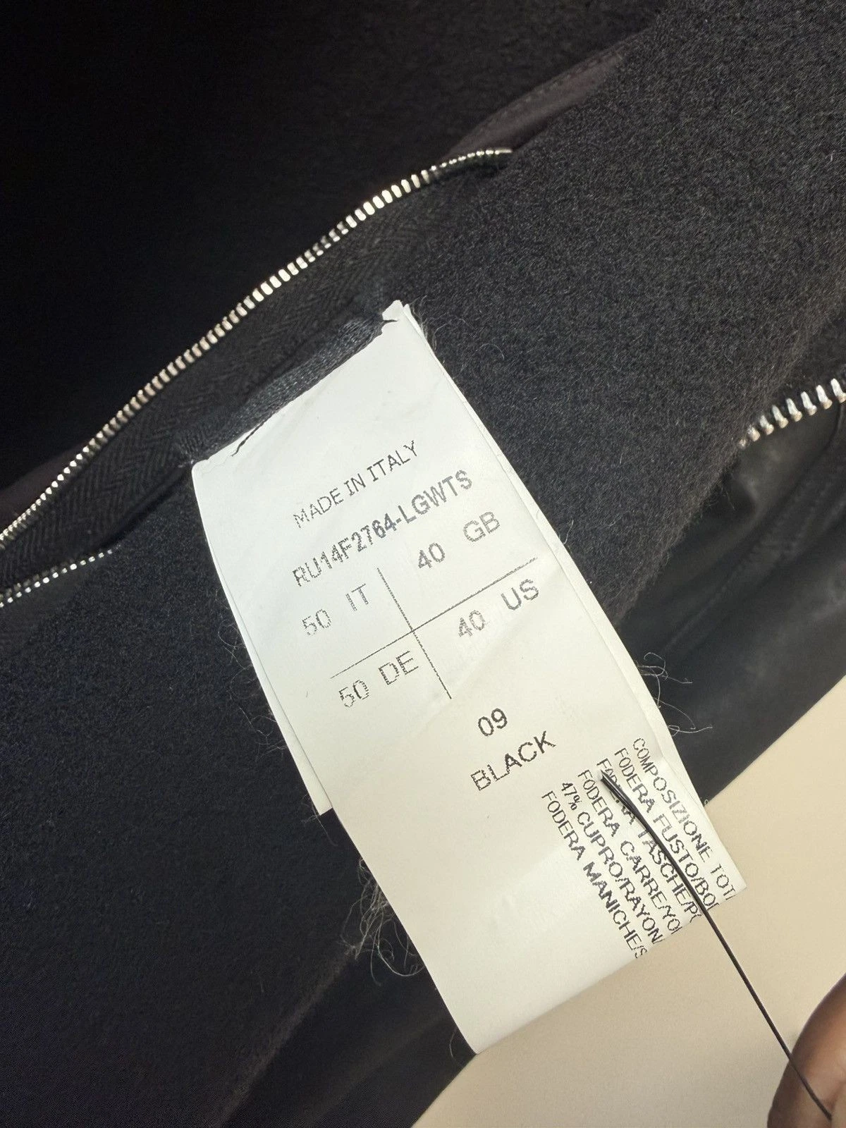 Rick Owens Stooges Leather Biker Jacket Cashmere Lining Black Sz IT 50 Italy - product detail image 23
