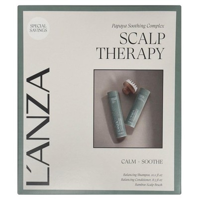 L'Anza Scalp Therapy Geschenkset - Shampoo, Conditioner & Kopfhautmassagebürste