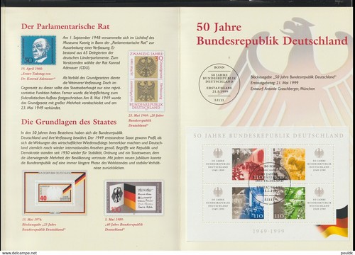Germany 1999 ☀ Mi. Bl. 49 FDC Art Card, 50 Year Bundesrepublik Childhood Berlin - Picture 2 of 3