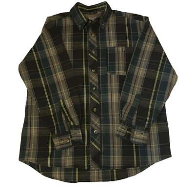 C.E. Schmidt Workwear Mens Button Up Shirt Long Sleeve Plaid 100% Cotton Sz L
