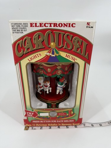 Carrusel electrónico de Navidad vintage con luces y música reproduce 12 melodías - Imagen 7 de 8