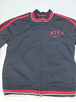 Nike full zip track jacket youth boys 6 collar RN# 81917 black red