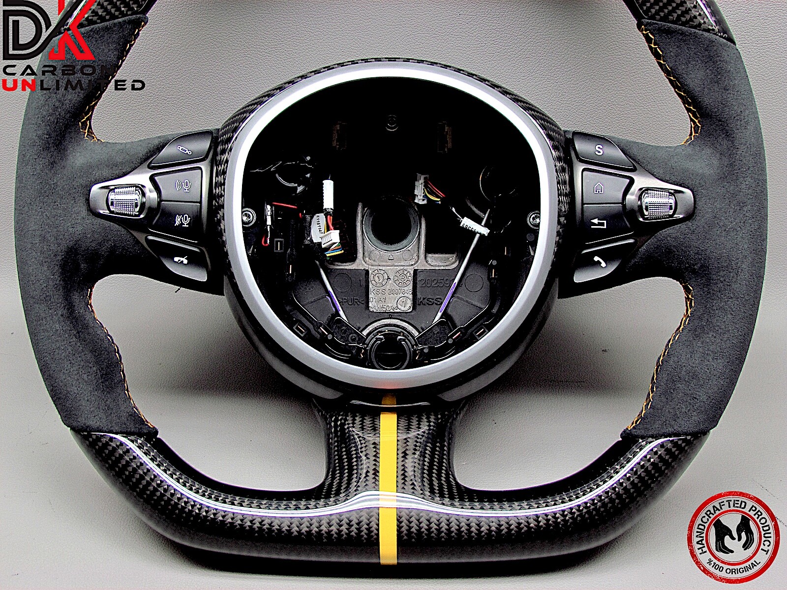 Aston Martin DBS Vantage DB11 Alcantara 8mm Yellow Ring Carbon Steering Wheel v4