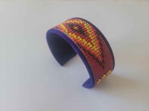 Native American Style Seed Beaded Adjustable Multi Color Bracelet Cuff - Picture 24 of 25