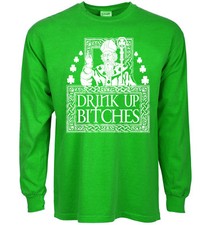 Funny st patricks day t-shirt drink up bitches saint patrick shirt for men green