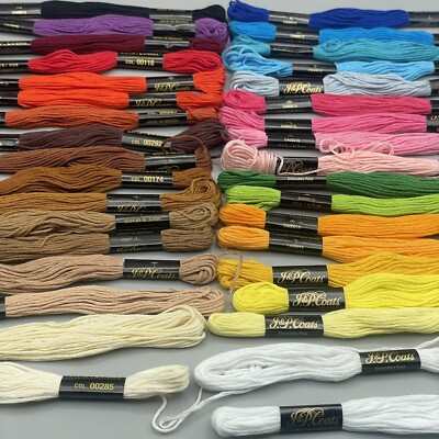 J&P Coats Embroidery Floss 35 Skeins Multicolor Cross Stitch