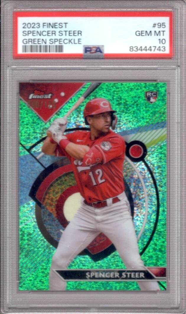 SPENCER STEER 2023 Topps Finest #95 PSA 10 Green Speckle Refractor RC #090/125