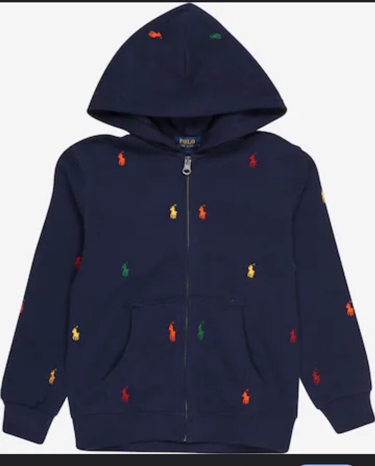 ? POLO RALPH LAUREN Ragazzo Polo Pony Felpa con cappuccio e zip ricamata Taglia:Media ?