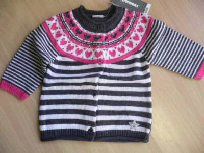  3 POMMES BABY MÄDCHEN STRICKJACKE grau Gr. 3M/62-1A/80