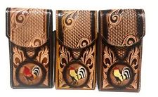 WESTERN LEATHER PHONE CASE, COWBOY RODEO ROOSER CELL PHONE CASE, FUNDA VAQUERA