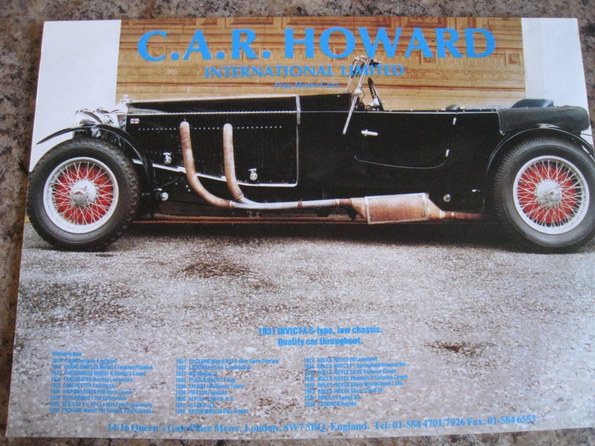 C A R HOWARD INTERNATIONAL LTD 1931 INVICTA S-TYPE CAR STOCK