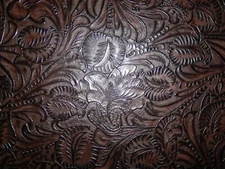 9"x17" Dark Brown Floral Embossed Cowhide Leather avg 0.9mm thick #693